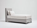 Camas individuales tapizadas 200 x 100 x 110 cm - Gris claro - Cabecero alto y diseño moderno