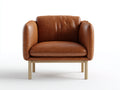 Sillones tapizados efecto piel 88x82x76 cm - marrón-madera natural - estilo moderno