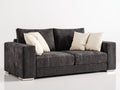 Sofás lineales tapizados en tejido texturizado 210x90x82 cm - gris oscuro-plateado - para salón y zona de estar - diseño moderno de 2 plazas