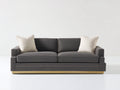 Sofás lineales de tela 220 x 90 x 85 cm - Gris oscuro y dorado - 3 plazas y diseño moderno