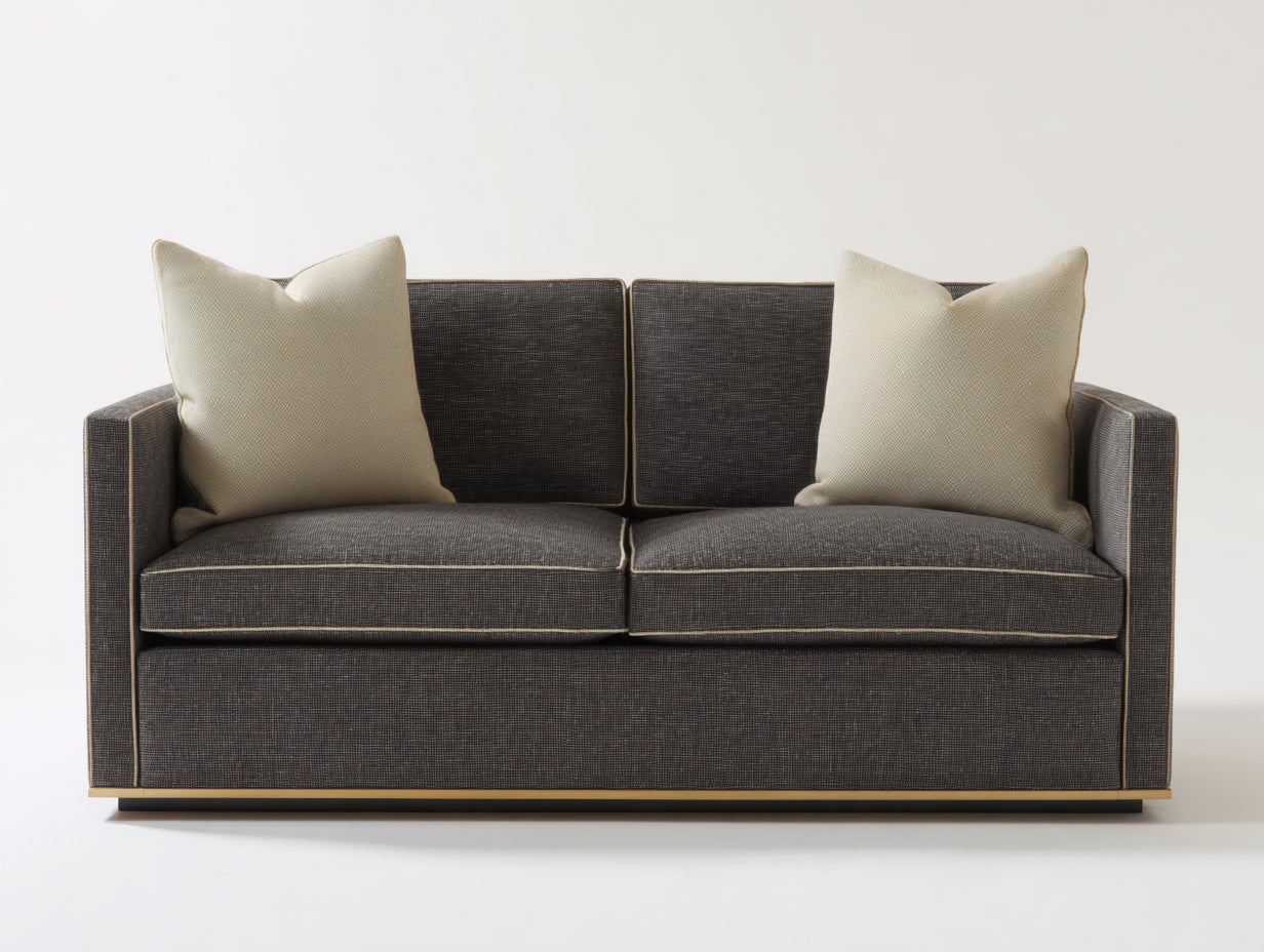 Sofás lineales de 2 plazas tapizados en tejido 190 x 90 x 82 cm - gris oscuro - diseño moderno con base metálica