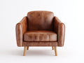 Sillones tapizados efecto piel 85x78x82 cm - marrón cognac - diseño moderno para salón