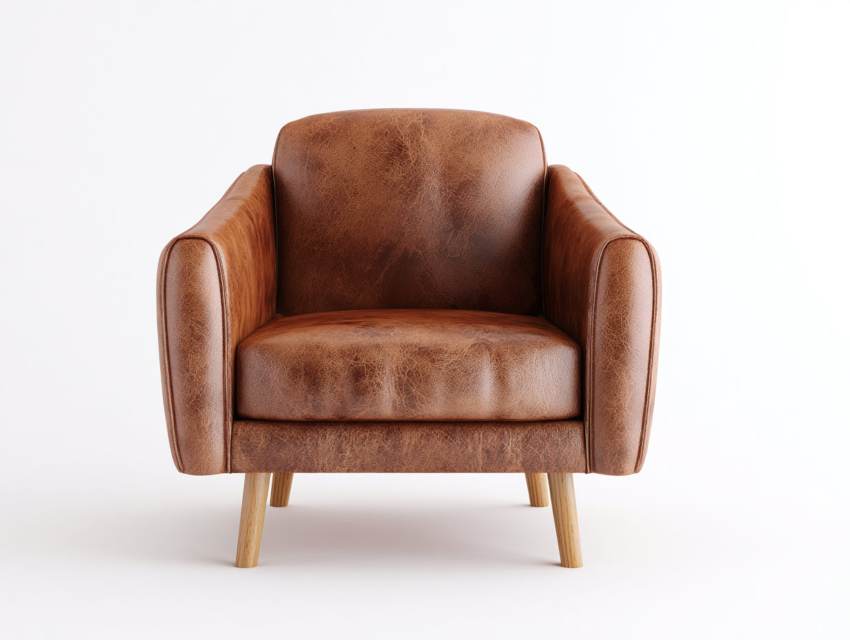 Sillones tapizados efecto piel 85x78x82 cm - marrón cognac - diseño moderno para salón