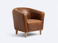 Sillones tapizados efecto piel 78x74x76 cm - marrón cognac - diseño clásico para salón