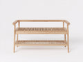 Bancos de jardín de madera 120 x 48 x 82 cm - color natural - asiento de lamas con respaldo y estante inferior