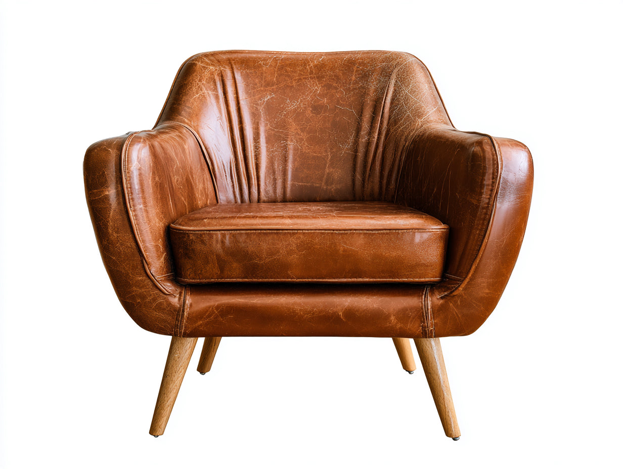 Sillones de salón tapizados efecto cuero envejecido 90 x 84 x 86 cm - marrón coñac - diseño envolvente con patas de madera