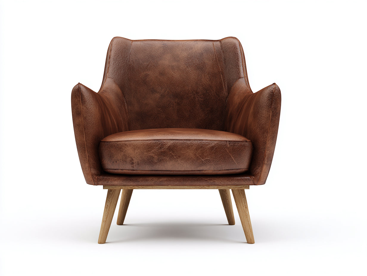 Sillones de salón tapizados efecto cuero envejecido 86 x 82 x 88 cm - marrón - diseño envolvente con patas de madera