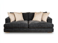 Sofás lineales de tela 230 x 95 x 85 cm - Gris antracita y dorado - 3 plazas y diseño contemporáneo
