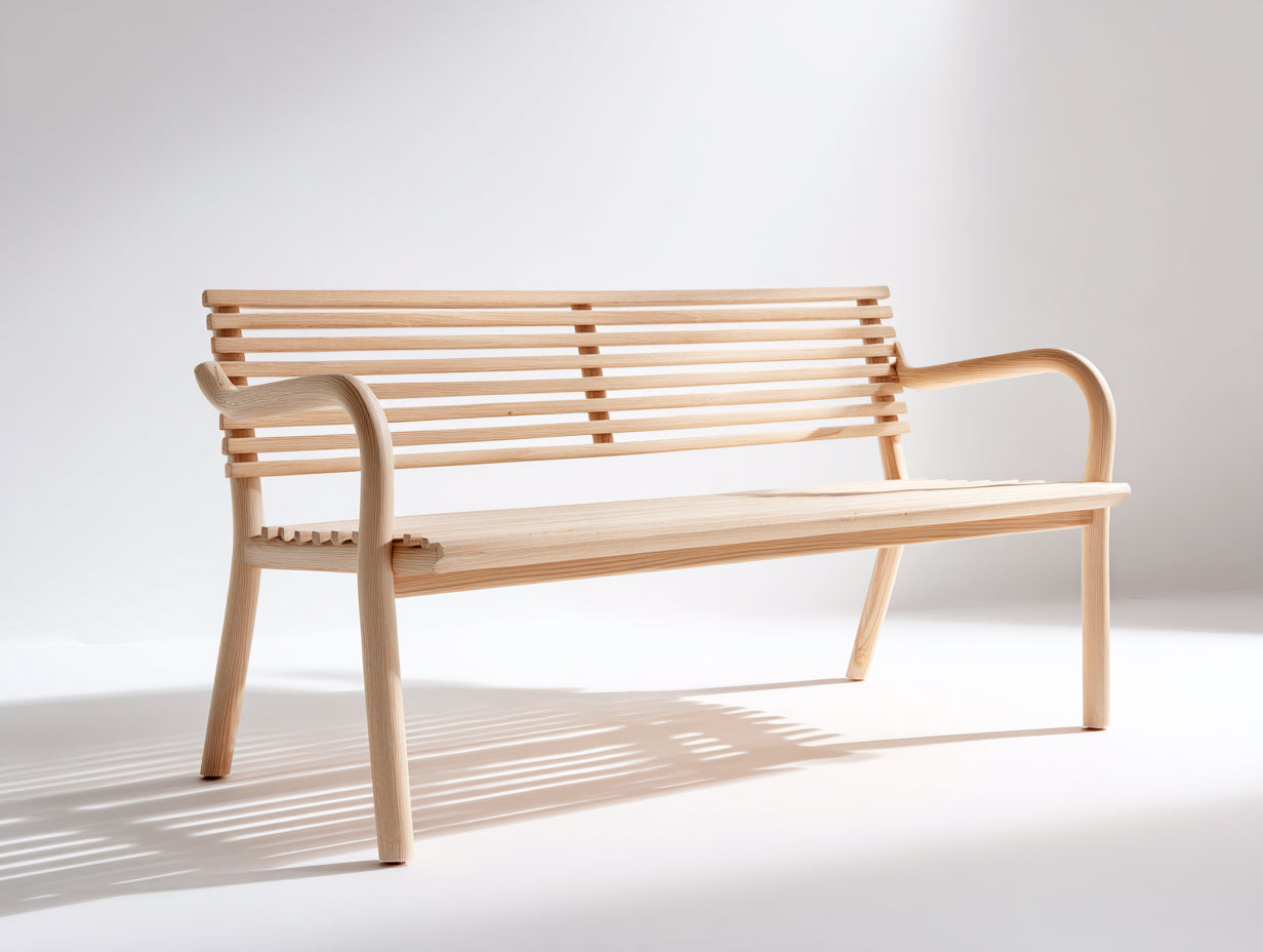 Bancos de jardín de madera 180x58x85 cm - madera natural - respaldo con listones