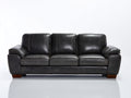 Sofás lineales tapizados en piel sintética 220x90x85 cm - negro-marrón oscuro - para salón y zona de estar - diseño clásico de 3 plazas