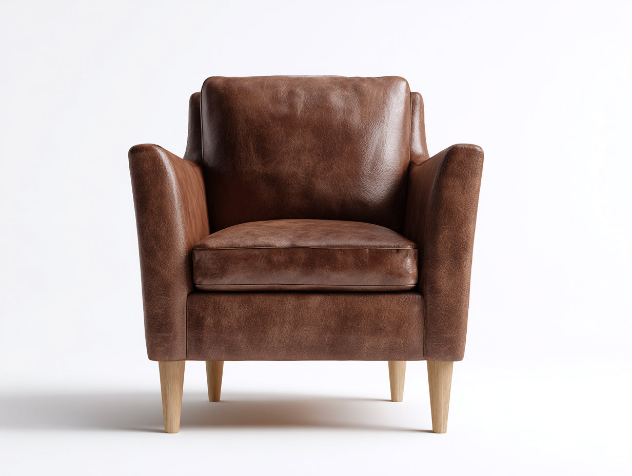 Sillones tapizados efecto piel 82x78x84 cm - marrón cognac - diseño clásico para salón