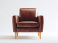 Sillones tapizados en piel sintética 78x80x82 cm - marrón-natural - para salón dormitorio y rincón de lectura - diseño clásico con patas de madera