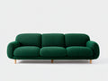Sofás lineales de tejido acanalado 235 x 95 x 82 cm - Verde esmeralda y madera natural - 3 plazas y diseño moderno
