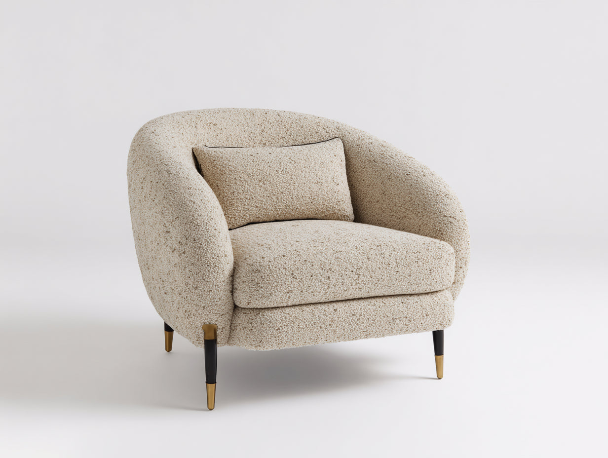 Sillones tapizados en tejido rizado 90x82x78 cm - beige - diseño moderno para salón