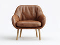 Sillones de salón tapizados efecto cuero 82 x 76 x 84 cm - marrón - diseño contemporáneo con patas de madera