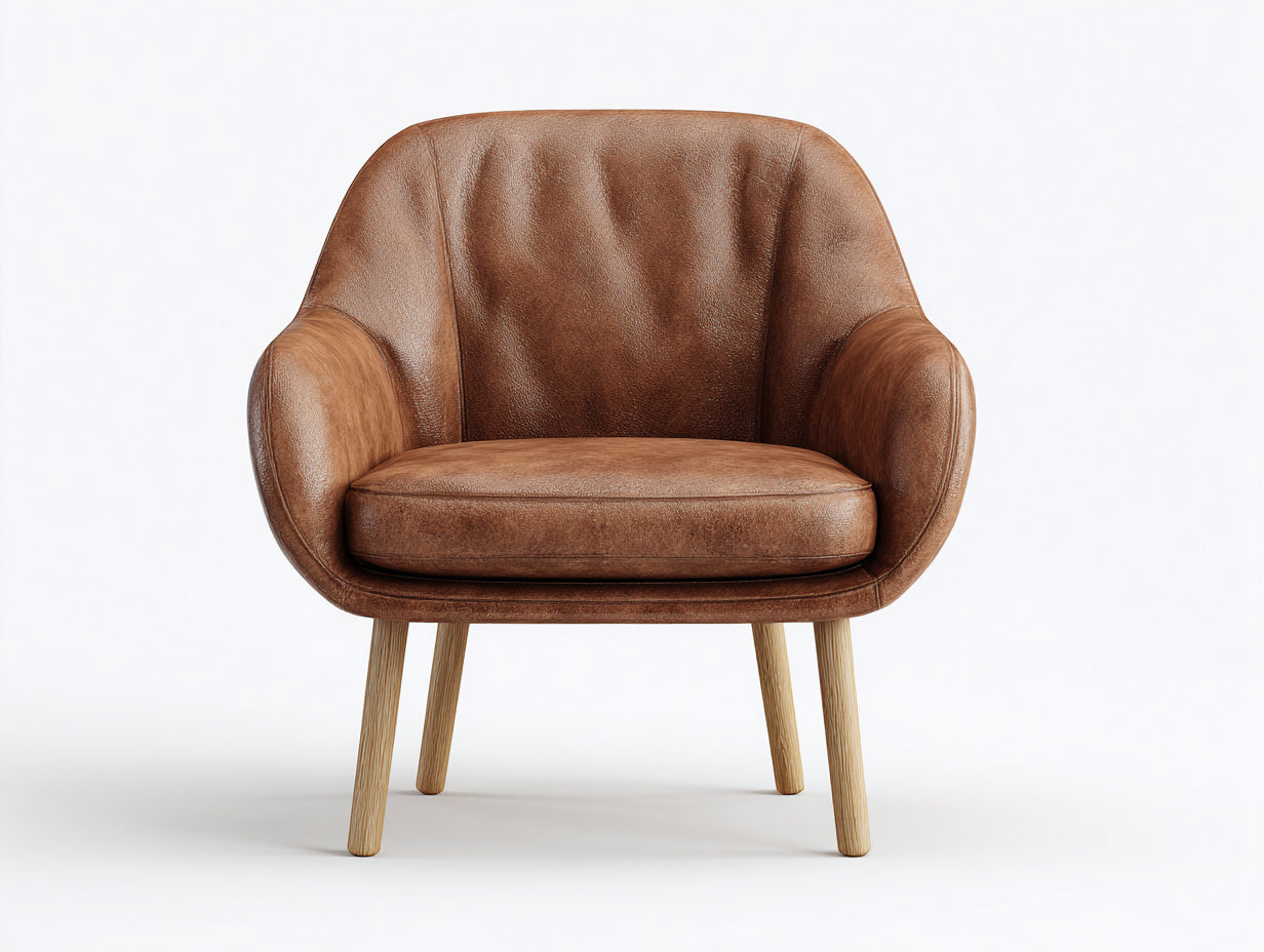 Sillones de salón tapizados efecto cuero 82 x 76 x 84 cm - marrón - diseño contemporáneo con patas de madera