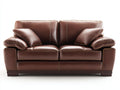 Sofás lineales tapizados efecto piel 200x92x86 cm - marrón oscuro - diseño clásico para salón