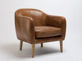 Sillones tapizados efecto piel 84x78x75 cm - marrón camel-madera natural - diseño curvado