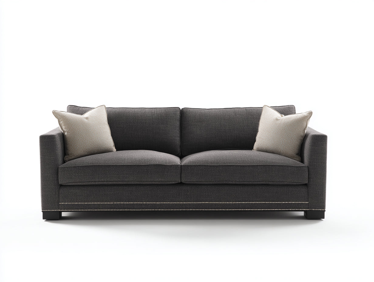 Sofás lineales tapizados en tela 220x90x80 cm - gris oscuro - diseño moderno para salón
