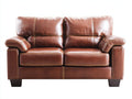 Sofás lineales tapizados efecto piel 175x86x88 cm - marrón coñac-negro - 2 plazas