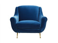 Sillones de salón tapizados en terciopelo 88 x 82 x 86 cm - azul - diseño envolvente con patas metálicas doradas